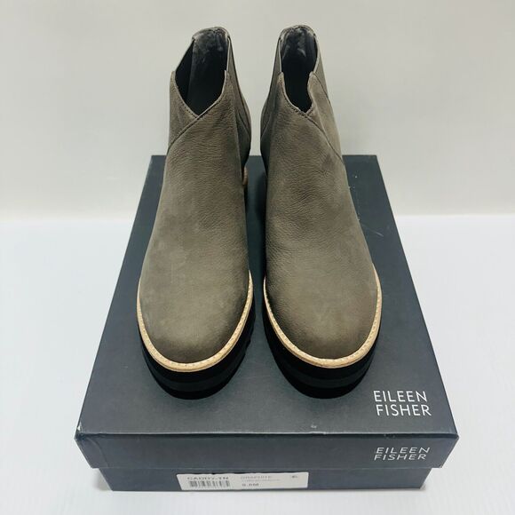 Eileen Fisher Caddy-TN Women's US 9.5M Chelsea Bootie Graphite Nubuck Wedge Heel - Picture 2 of 15